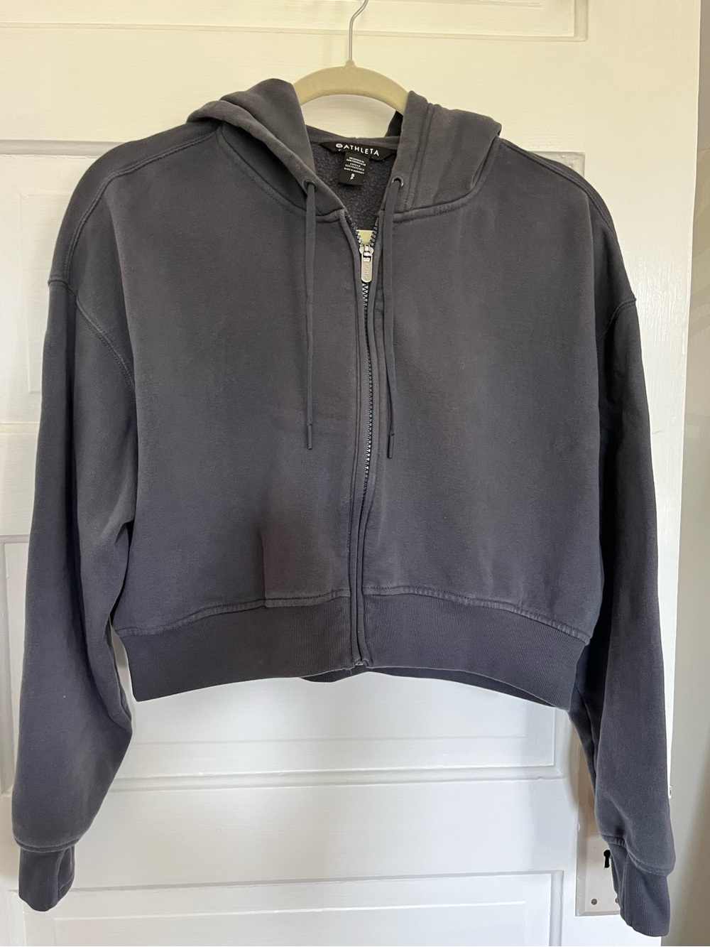 Athleta Forever Fleece Ultra Crop Full Zip Hoodie in Cosmos - sz S